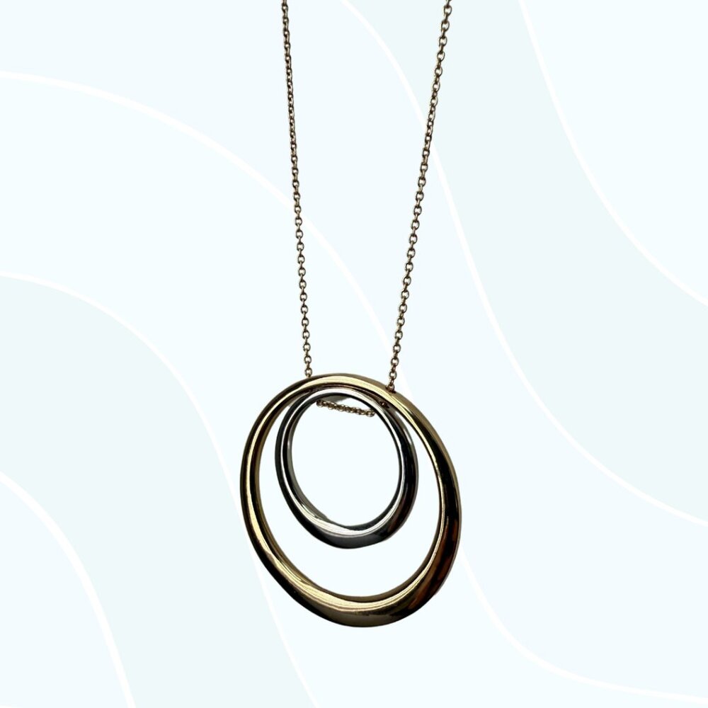 Loft Double Circle Pendant Chain Necklace Gold and Silver Long Necklace